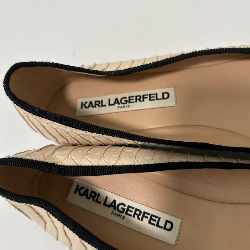 Karl Lagerfeld Ballet Flats Cream Black Size 8.5 - Picture 4 of 13
